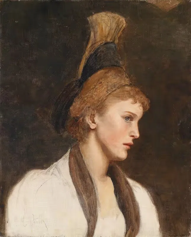 Frau im Profil mit Goldhaube — Eduard Veith