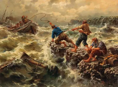 Спасение потерпевших кораблекрушение моряков by Эгид Линнинг — digital art print download