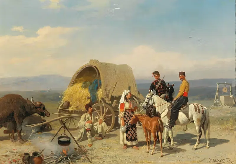Румынские крестьяне с патрулем by Эмиль Волькерс — digital art print download