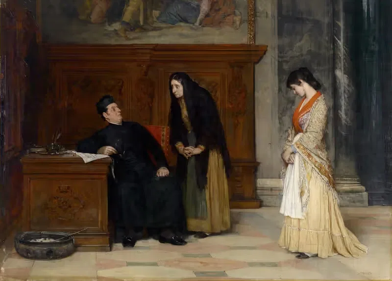 In the Sacristy by Eugen von Blaas, 1877 — digital art print download