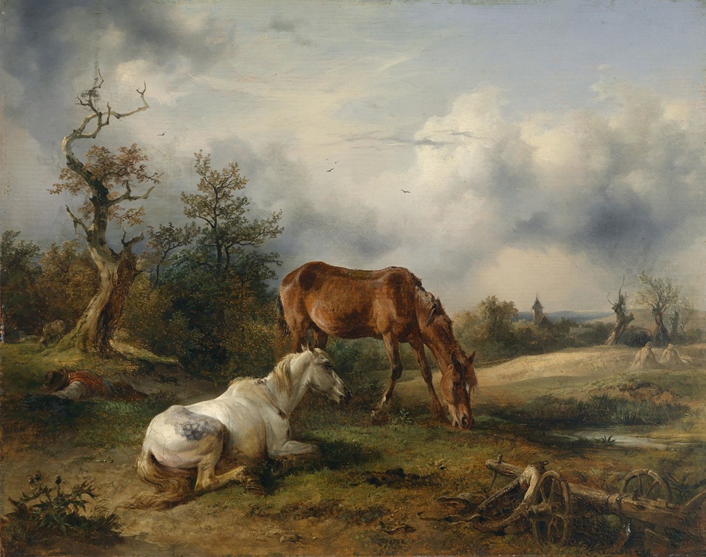 Schimmel und Fuchs auf der Weide — Фридрих Август Маттиас Гаурманн