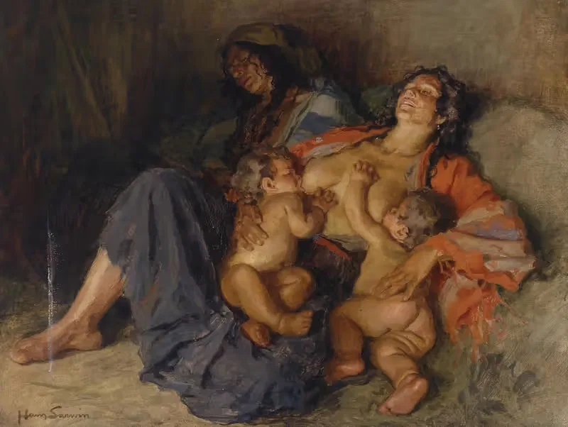Zigeunerinnen mit ihren zwei Kindern — Hans Larwin