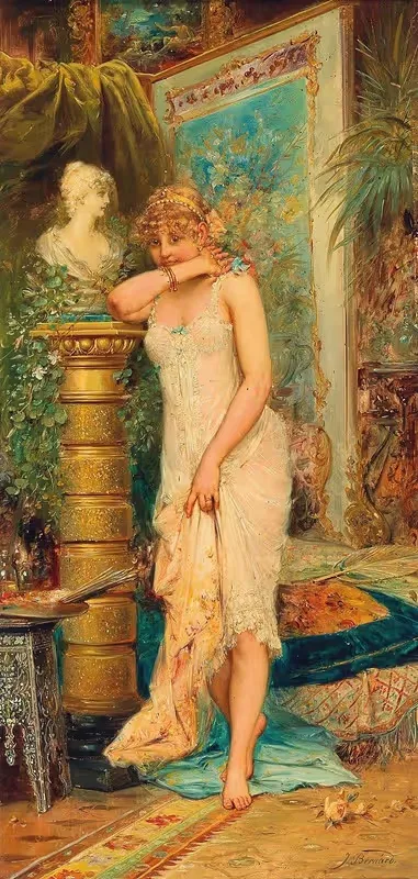In the Atelier, The Shy Model — Hans Zatzka