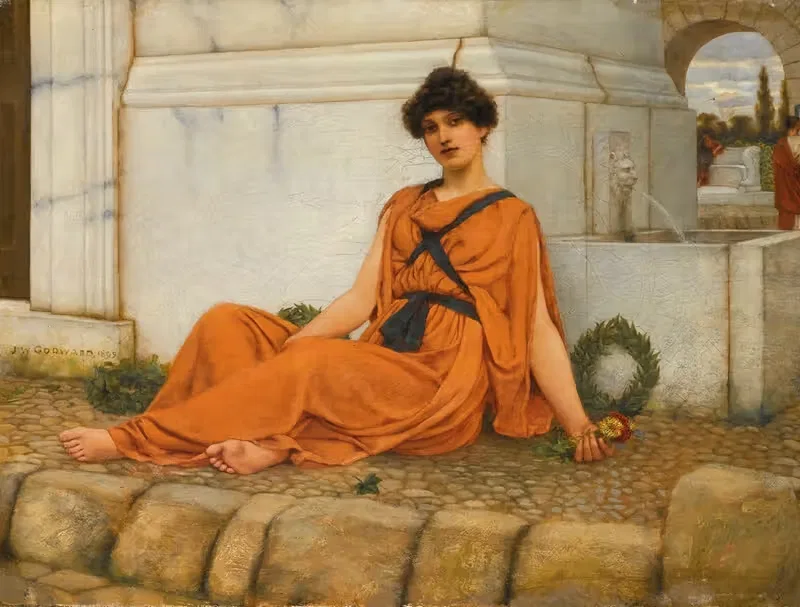 Repose,The Flower Girl — John William Godward