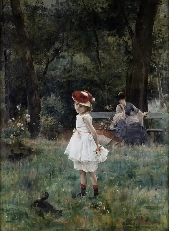 Девочка с утками by Альфред Стивенс, 1881 — digital art print download