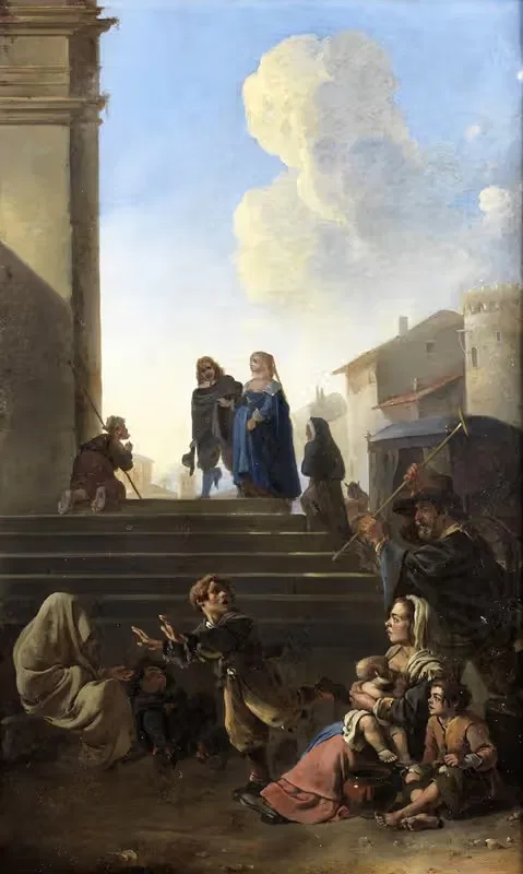 Peasants Before Church Steps by Anton Goubau — digital art print download