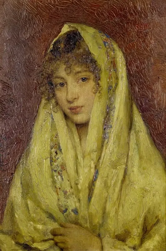 Girl In A Yellow Shawl — Eugen von Blaas