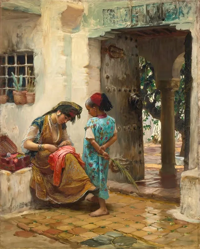 Урок шитья by Фредерик Артур Бриджман — digital art print download