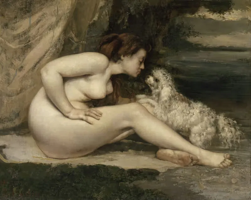 Nude Woman With A Dog — Gustave Courbet