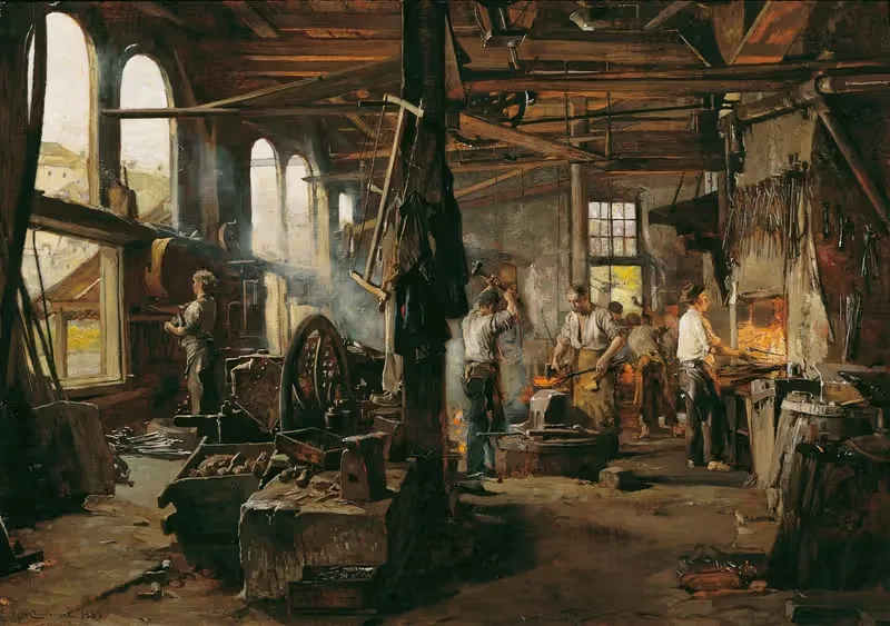 Интерьер кузницы by Уго Шарлемон, 1883 — digital art print download