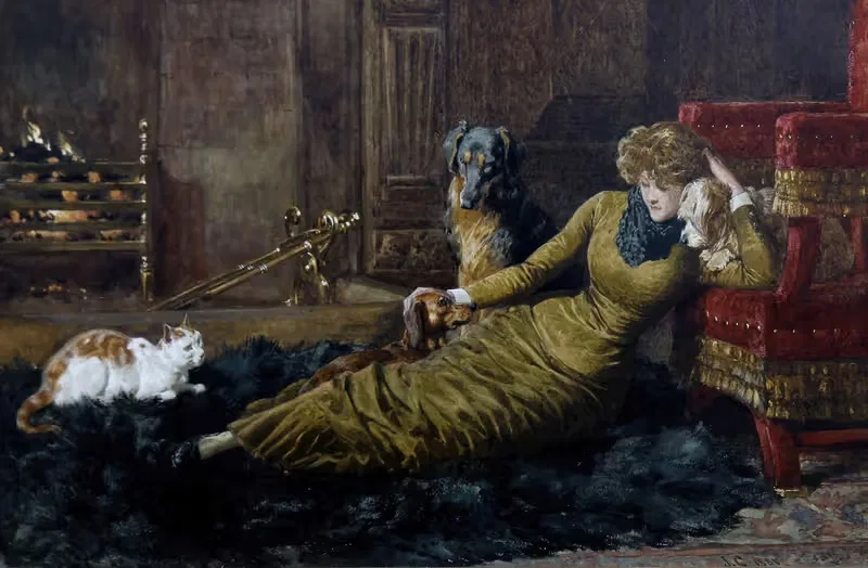 Ее любимцы by Джон Чарлтон, 1881 — digital art print download