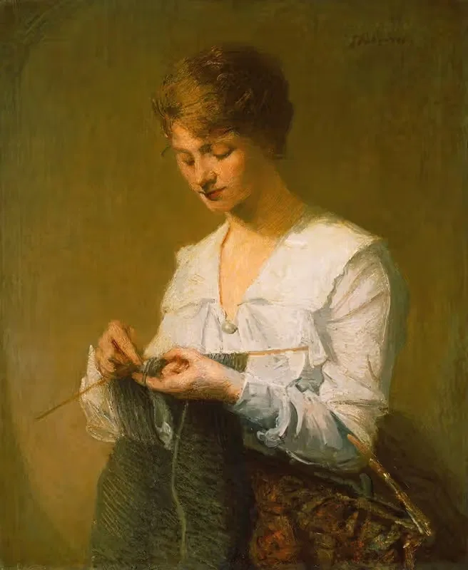 Knitting For Soldiers by Julian Alden Weir — digital art print download
