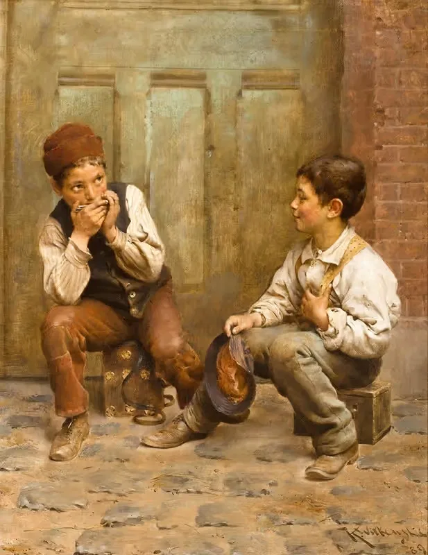 Мальчики, чистящие обувь by Карл Витковский, 1889 — digital art print download