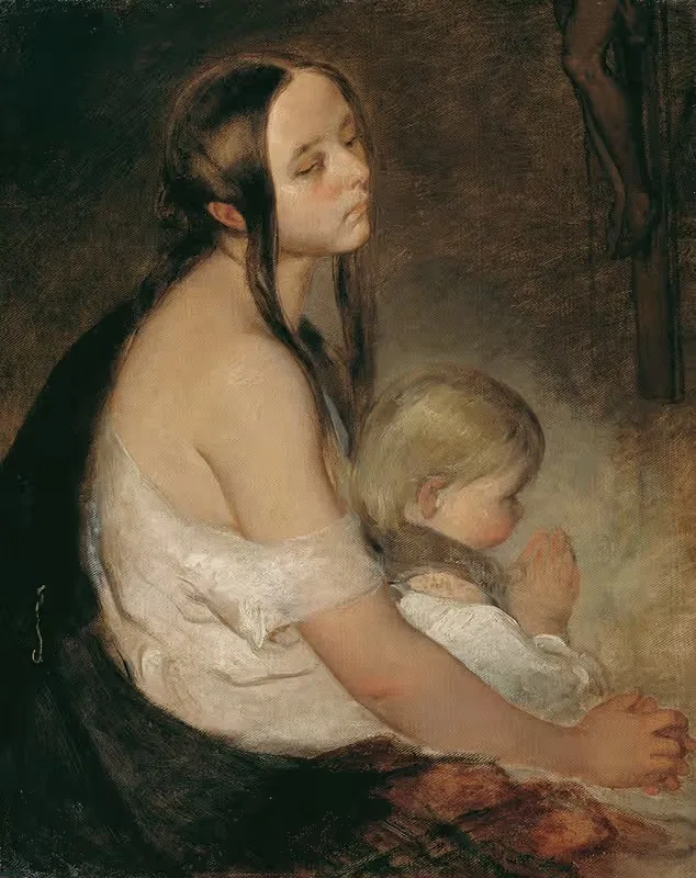 Mother With Child Under The Crucifix — Peter Fendi