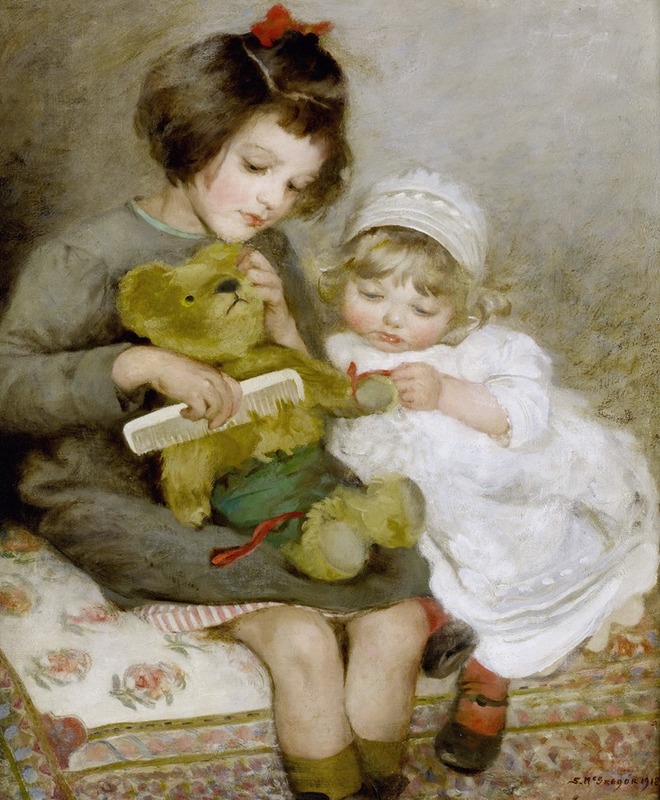 Combing Teddy by Sarah Mcgregor, 1918 — digital art print download