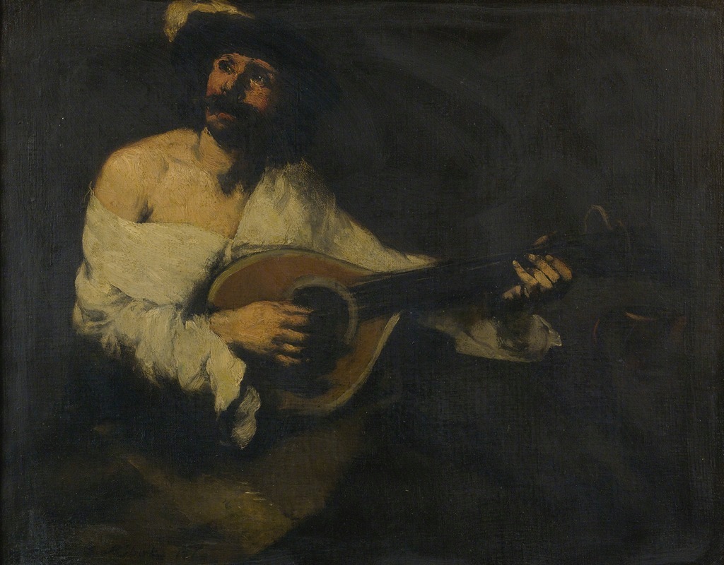 Игрок на мандолине by Теодуль Рибо, 1886 — digital art print download