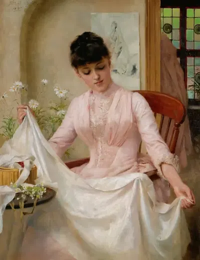The Wedding Dress by Thomas Benjamin Kennington, 1889 — digital art print download
