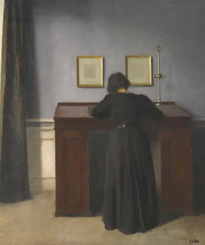 Ida Standing At A Desk by Vilhelm Hammershøi — digital art print download
