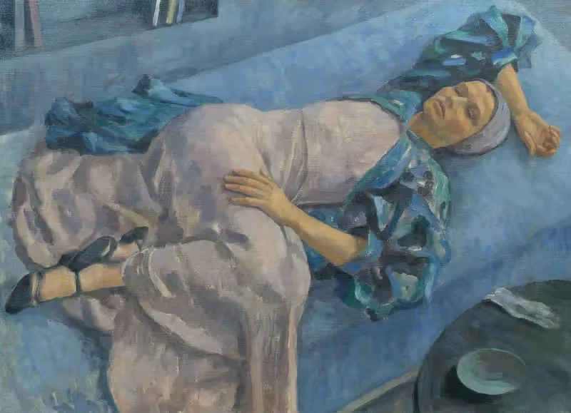 Грете Гамерит на синем диване by Вальтер Гамерит, 1936 — digital art print download