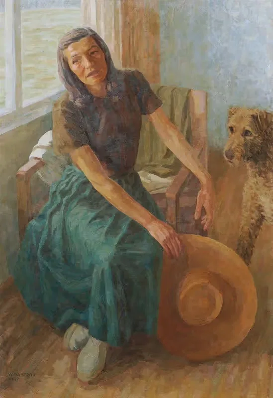 Грете Гамерит с собакой 'Пак' by Вальтер Гамерит, 1947 — digital art print download