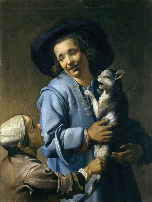 Молодёжь, играющая с кошкой by Абрахам Блоэмаерт — digital art print download