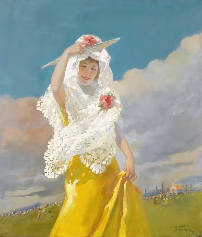 Española Con Mantilla (The White Mantilla) — Julio Vila y Prades
