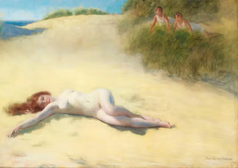 Sleeping Nude On A Beach by Pierre Carrier-Belleuse, 1913 — digital art print download