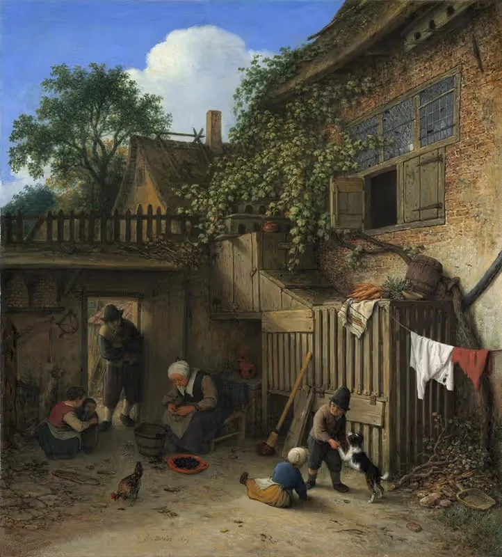 The Cottage Dooryard by Adriaen van Ostade, 1673 — digital art print download