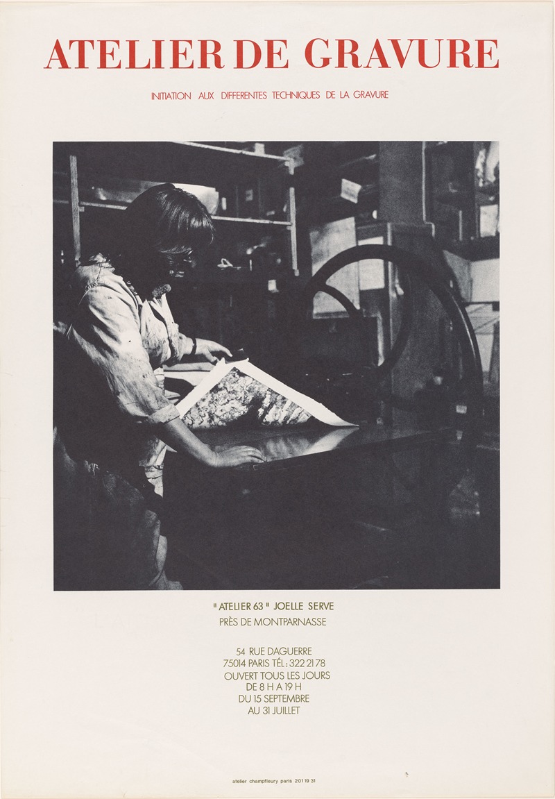 Affiche van drukkerij 'Atelier 63' te Parijs — Anonymous
