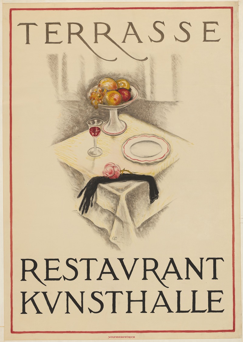 Affiche voor het restaurant Kunsthalle in Bazel — Burkhard Mangold