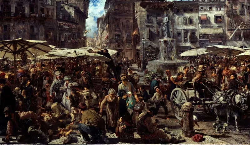 Площадь Эрбе в Вероне by Адольф фон Менцель — digital art print download