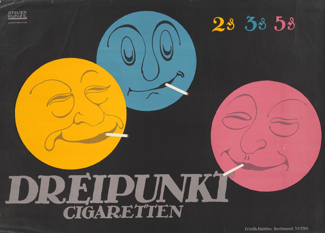 Dreipunkt cigaretten by Carl Kunze, 1913 — digital art print download