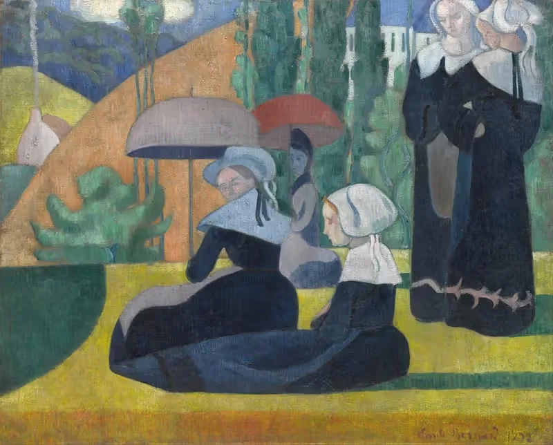Breton Women with Umbrellas — Emile Bernard