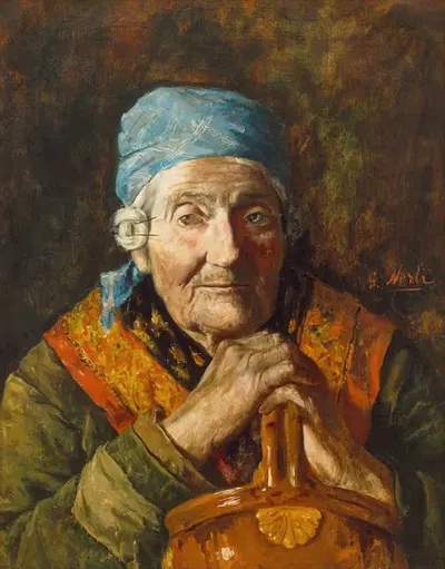 An old woman (study) by Girolamo Nerli — digital art print download