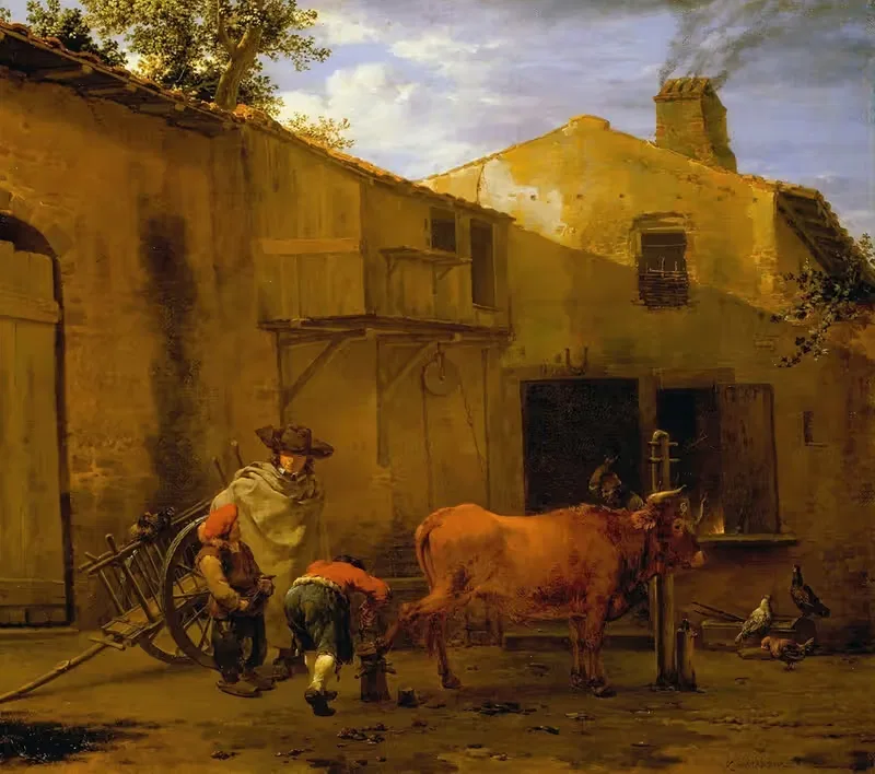 A Smith shoeing an Ox by Karel Dujardin — digital art print download