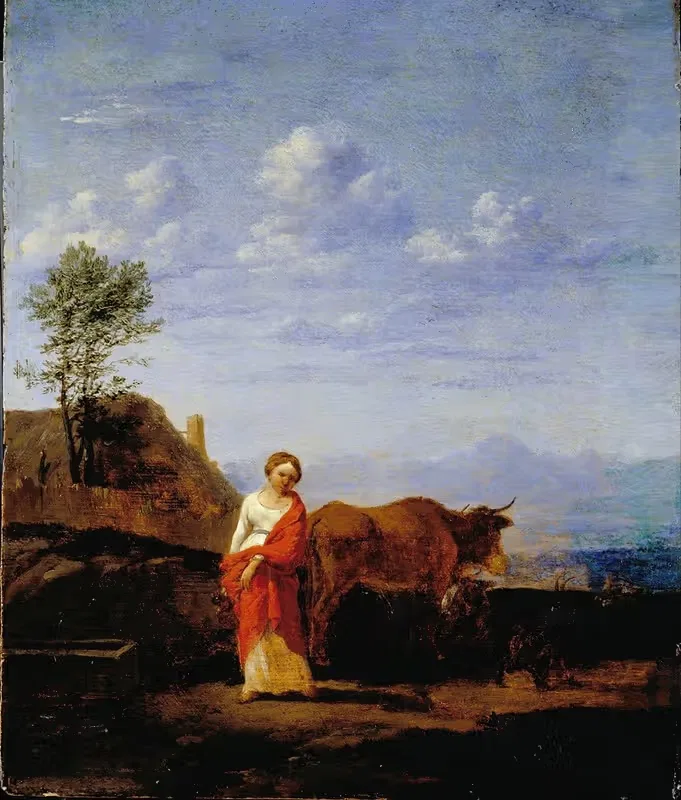 A Woman with Cows on a Road — Karel Dujardin