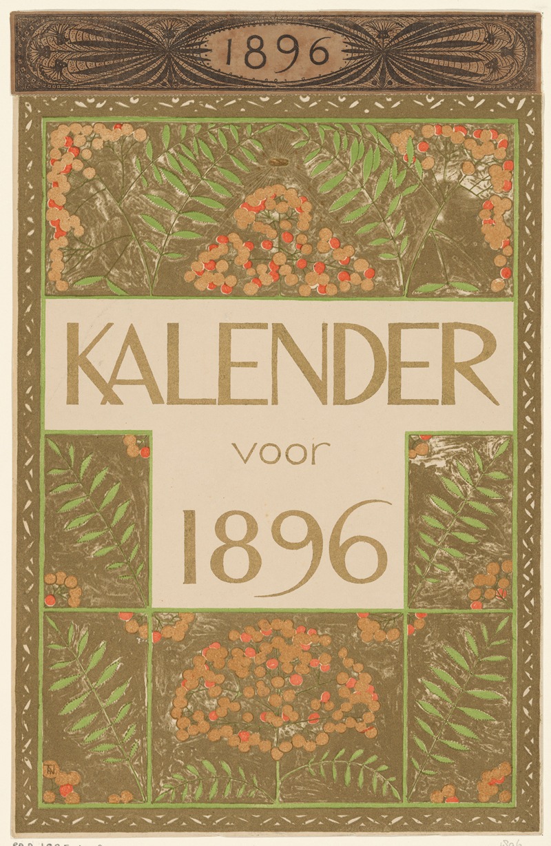 Dekblad van de kalender voor 1896 by Тео Нивенхейс, 1895 — digital art print download