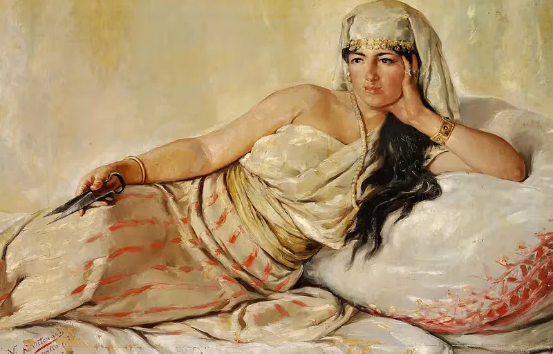 Полулежащая женщина с ножницами by Нарсисо Сентенах — digital art print download