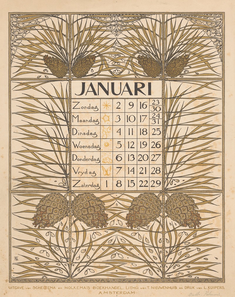 Kalenderblad voor januari 1898 — Theo Nieuwenhuis