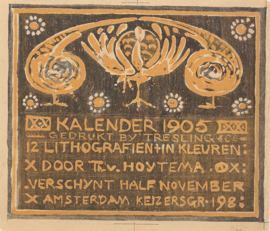 Aankondiging voor kalender 1905 by Тео ван Хойтема — digital art print download