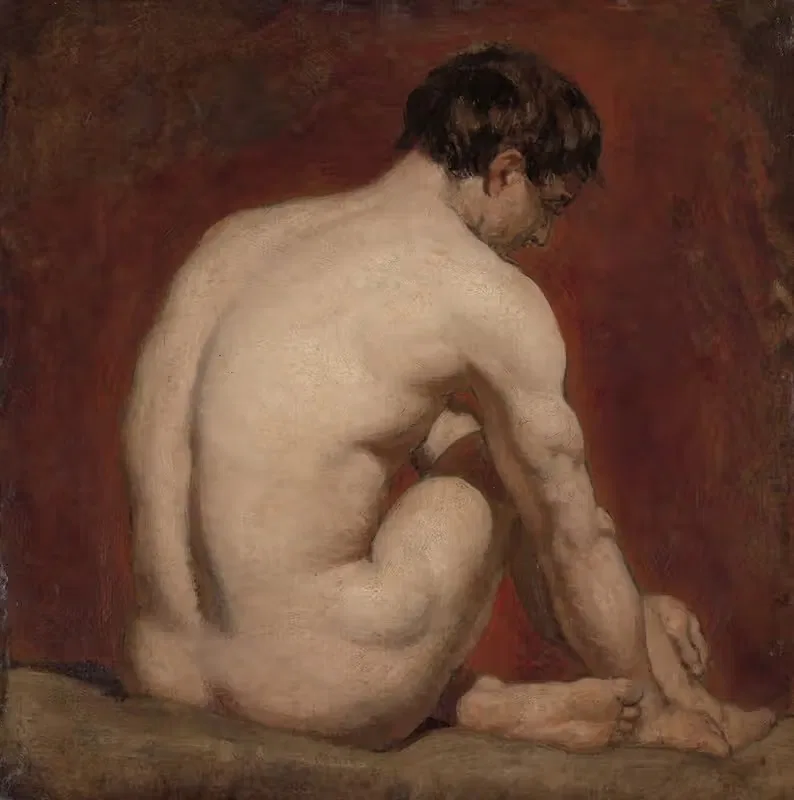 Male Nude, Kneeling, from the Back — William Etty