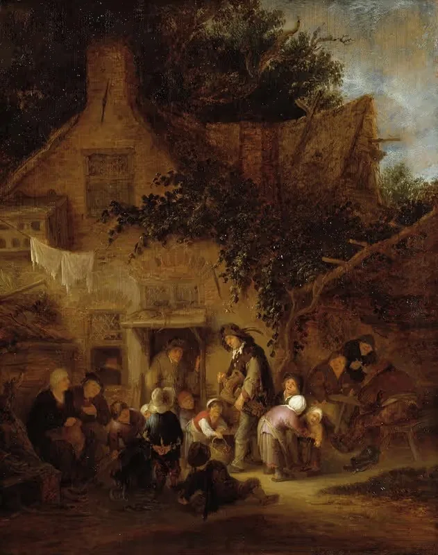 The Organ-Grinder Outside a Cottage — Adriaen van Ostade