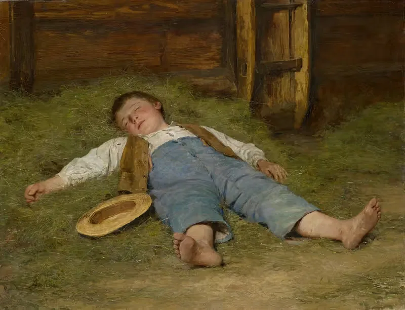 Мальчик, спящий в сене by Альберт Анкер, 1891–1897 — digital art print download