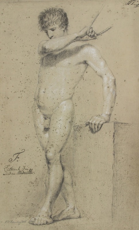 Mandlig stående model, profil til venstre by Кристоффер Вильгельм Эккерсберг, 1805 — digital art print download