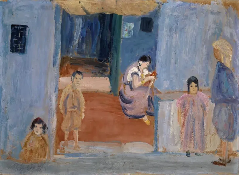 Natives in front of their Dwelling — Ernst Schiess