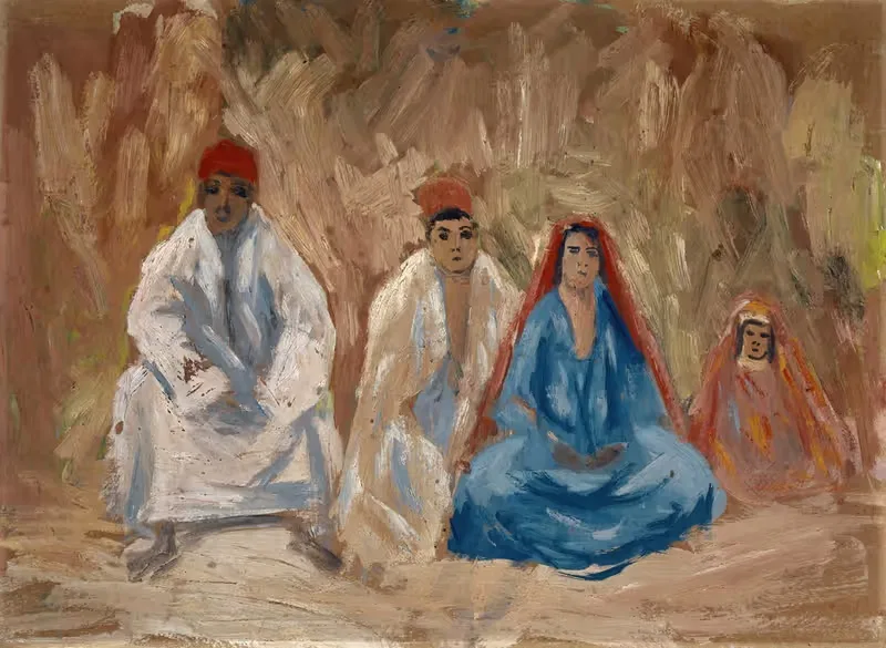 Четыре сидящих бедуина by Эрнст Шиесс, 1916–1918 — digital art print download