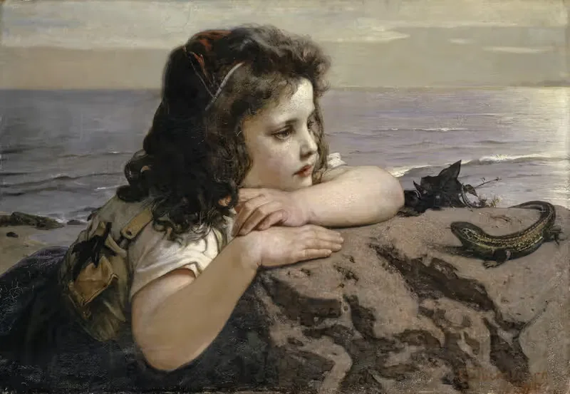 Девушка с ящерицей by Эрнст Штюкельберг, 1884 — digital art print download