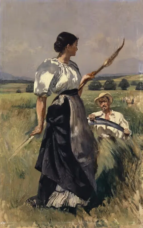 Mower and Harvester by Frank Buchser, 1886 — digital art print download