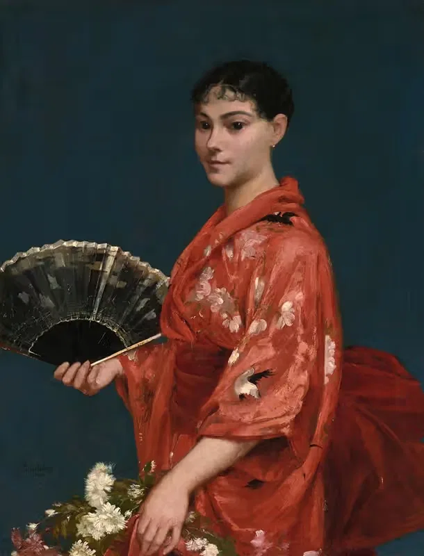 Young Woman in a Red Kimono — Frank Buchser