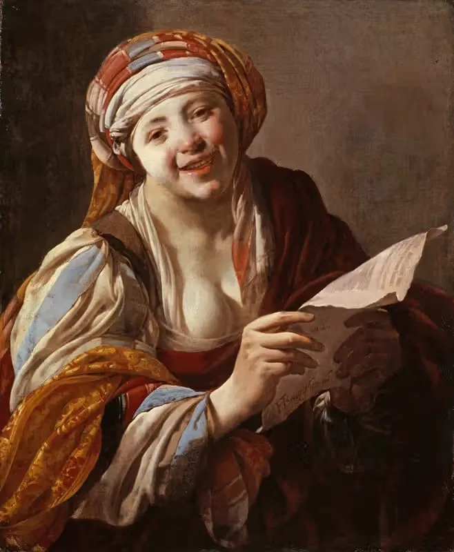 Молодая женщина с текстовым листом by Хендрик Тер Бругген, 1628 — digital art print download